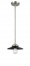 Innovations Lighting 284-1S-SN-M6-BK - Railroad - 1 Light - 8 inch - Brushed Satin Nickel - Cord hung - Mini Pendant