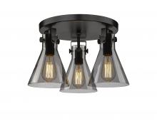 Innovations Lighting 411-3F-BK-G411-7SM - Newton Cone - 3 Light - 18 inch - Matte Black - Flush Mount