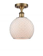 Innovations Lighting 516-1C-BB-G121-8CSN - Farmhouse Chicken Wire - 1 Light - 8 inch - Brushed Brass - Semi-Flush Mount