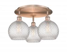 Innovations Lighting 516-3C-AC-G122C-8CL - Athens - 3 Light - 20 inch - Antique Copper - Flush Mount