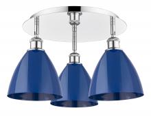 Innovations Lighting 516-3C-PC-MBD-75-BL - Plymouth - 3 Light - 19 inch - Polished Chrome - Flush Mount