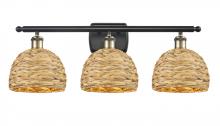 Innovations Lighting 516-3W-BAB-RBD-8-NAT - Woven Rattan - 3 Light - 28 inch - Black Antique Brass - Bath Vanity Light