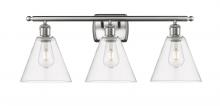 Innovations Lighting 516-3W-SN-GBC-82 - Berkshire - 3 Light - 28 inch - Brushed Satin Nickel - Bath Vanity Light