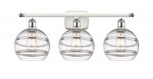 Innovations Lighting 516-3W-WPC-G556-8CL - Rochester - 3 Light - 28 inch - White Polished Chrome - Bath Vanity Light