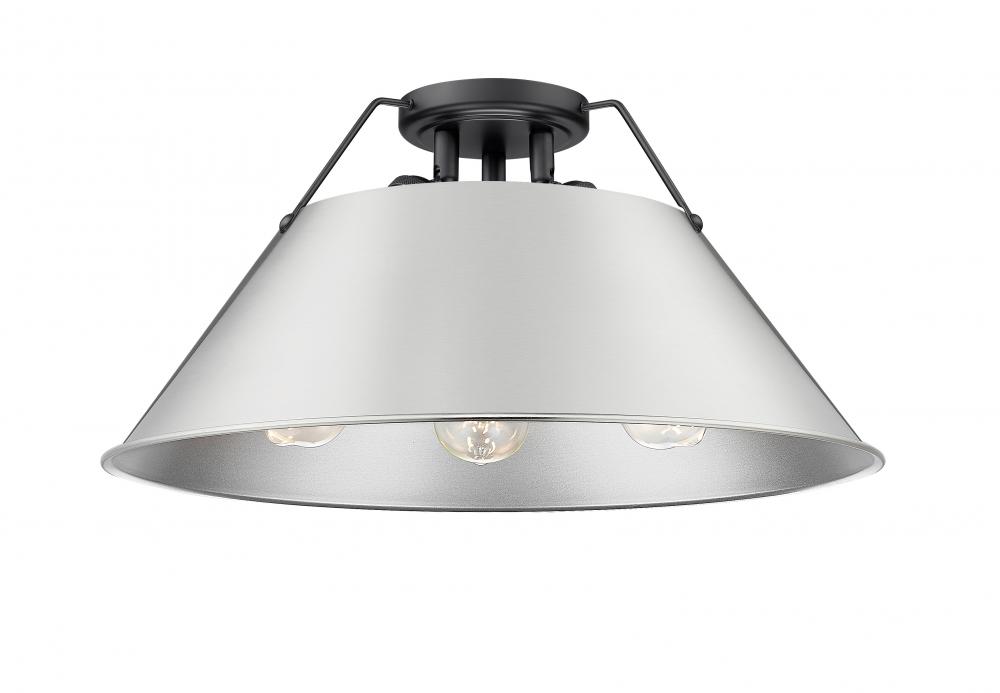 Orwell 3-Light Flush Mount in Matte Black with Pewter