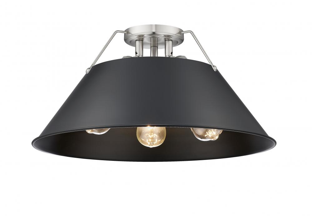 Orwell 3-Light Flush Mount in Pewter with Matte Black