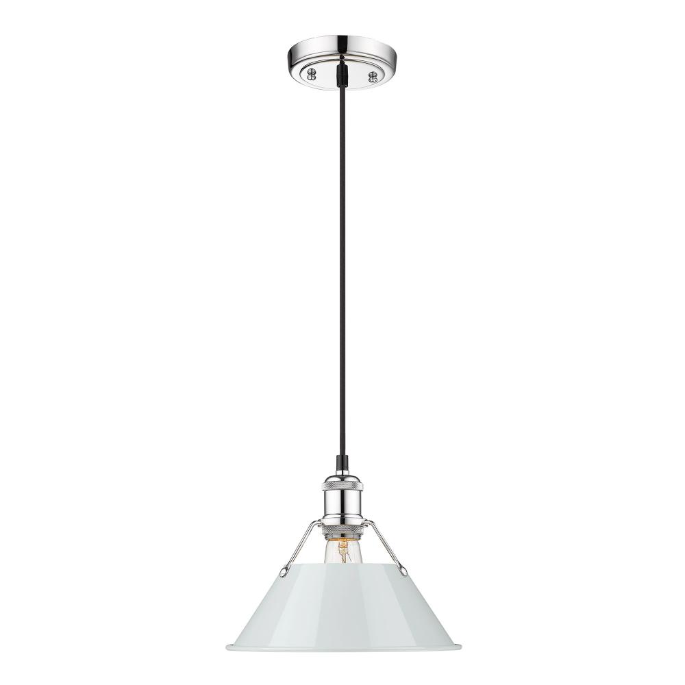 Orwell CH Medium Pendant - 10" in Chrome with Dusky Blue shade