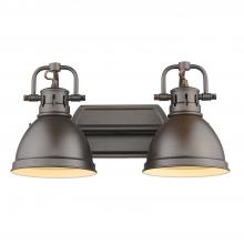 Golden 3602-BA2 RBZ-RBZ - Duncan 2 Light Bath Vanity in Rubbed Bronze with Rubbed Bronze Shades