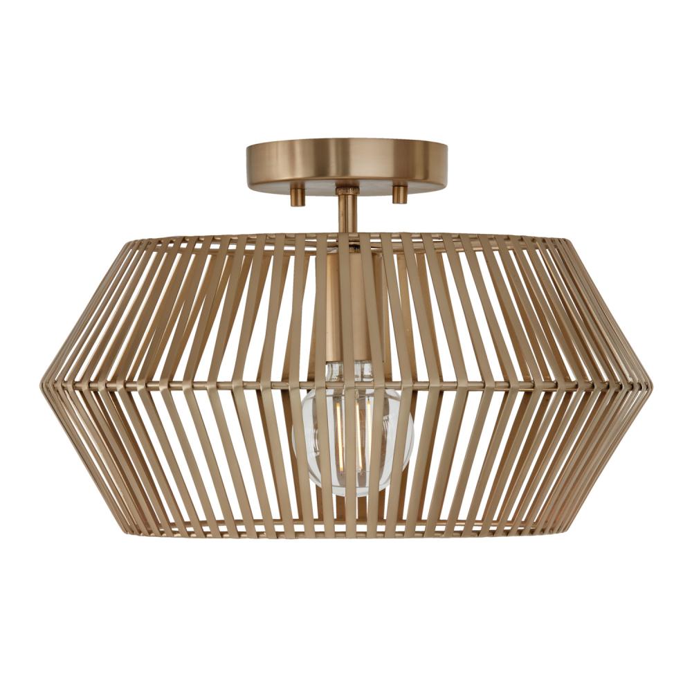 1-Light Angular Metal Semi-Flush in Matte Brass