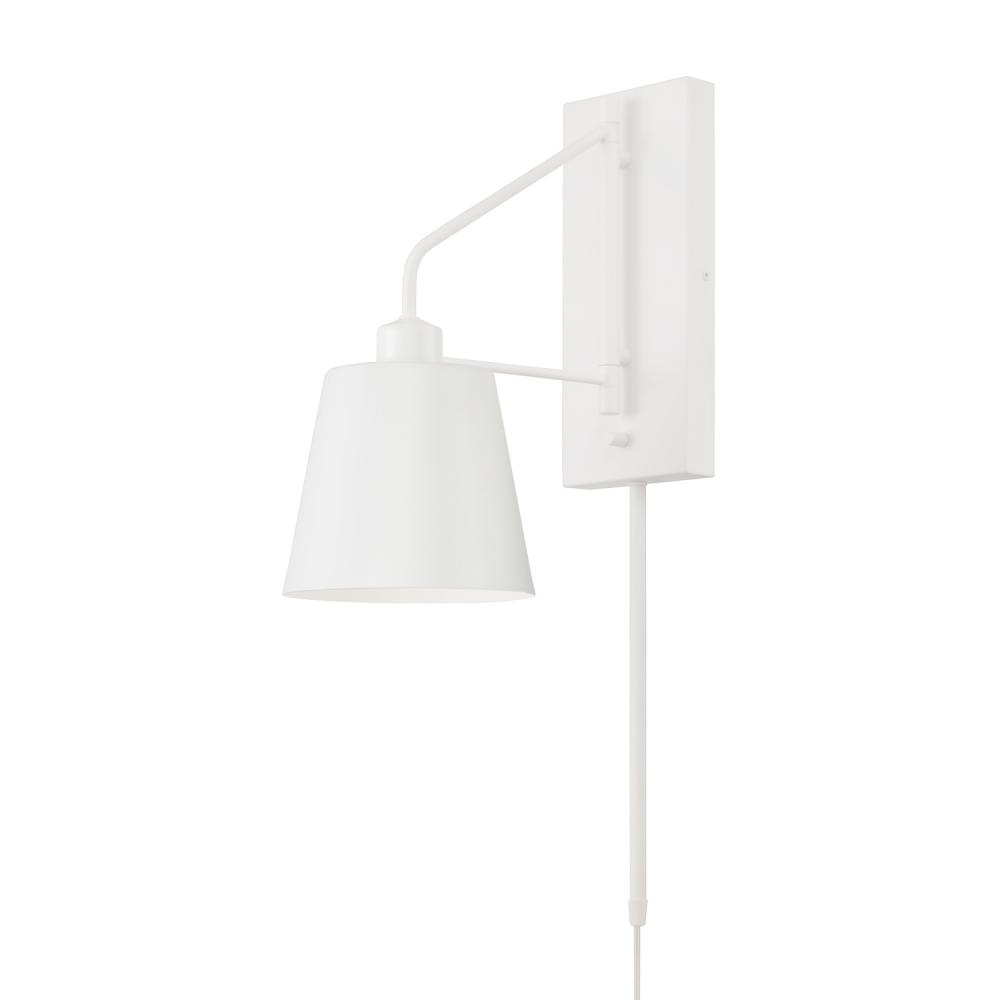 1-Light Modern Metal Sconce in White