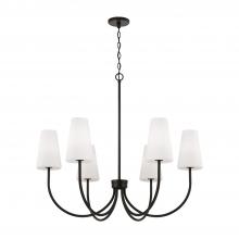 Capital 455261MB-550 - 6-Light Transitional Chandelier in Matte Black with Tapered Soft White Glass