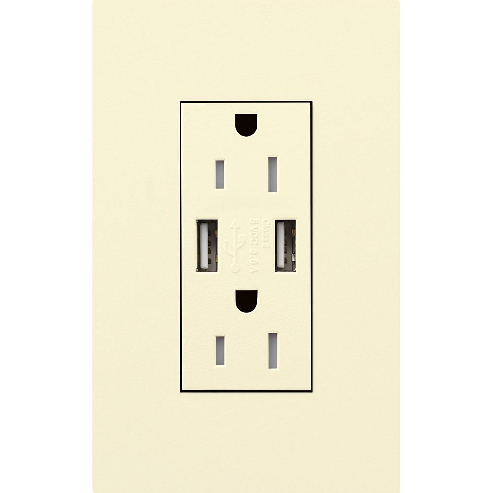 DUPLEX 15A TR DUAL USB RECEPTACLE AL FP