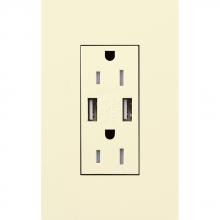 Lutron Electronics LTR-F15-UBTR-AL - DUPLEX 15A TR DUAL USB RECEPTACLE AL FP