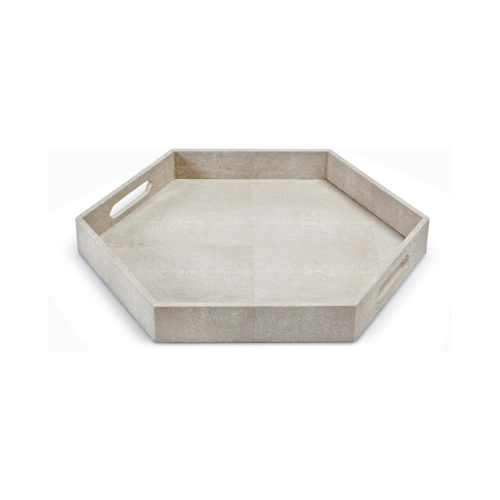 Regina Andrew Shagreen Hex Tray (Ivory Grey)