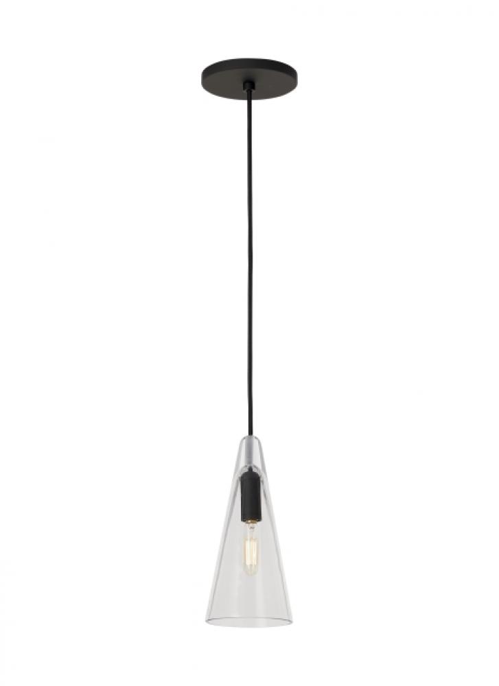 Sean Lavin Selina 1-LT dimmable small accent pendant with nightshade black finish and glass shade