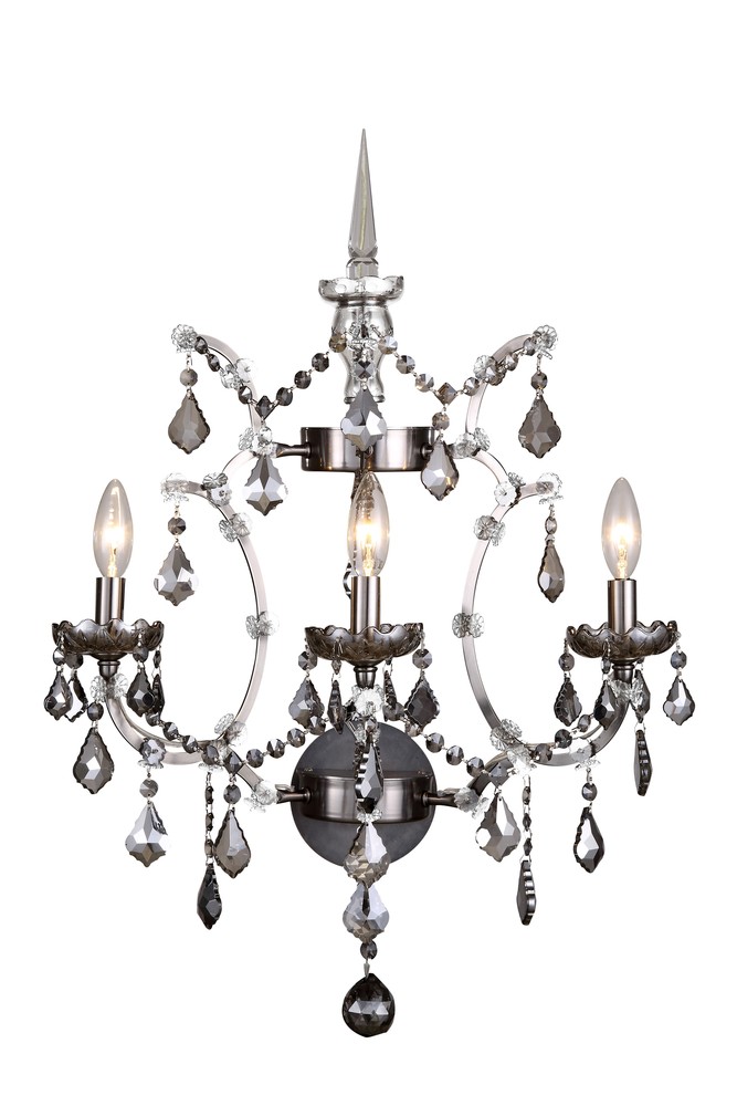 Elena 3 Light Raw Steel Wall Sconcesilver Shade Grey Royal Cut Crystal Hqyda Efirds Lighting