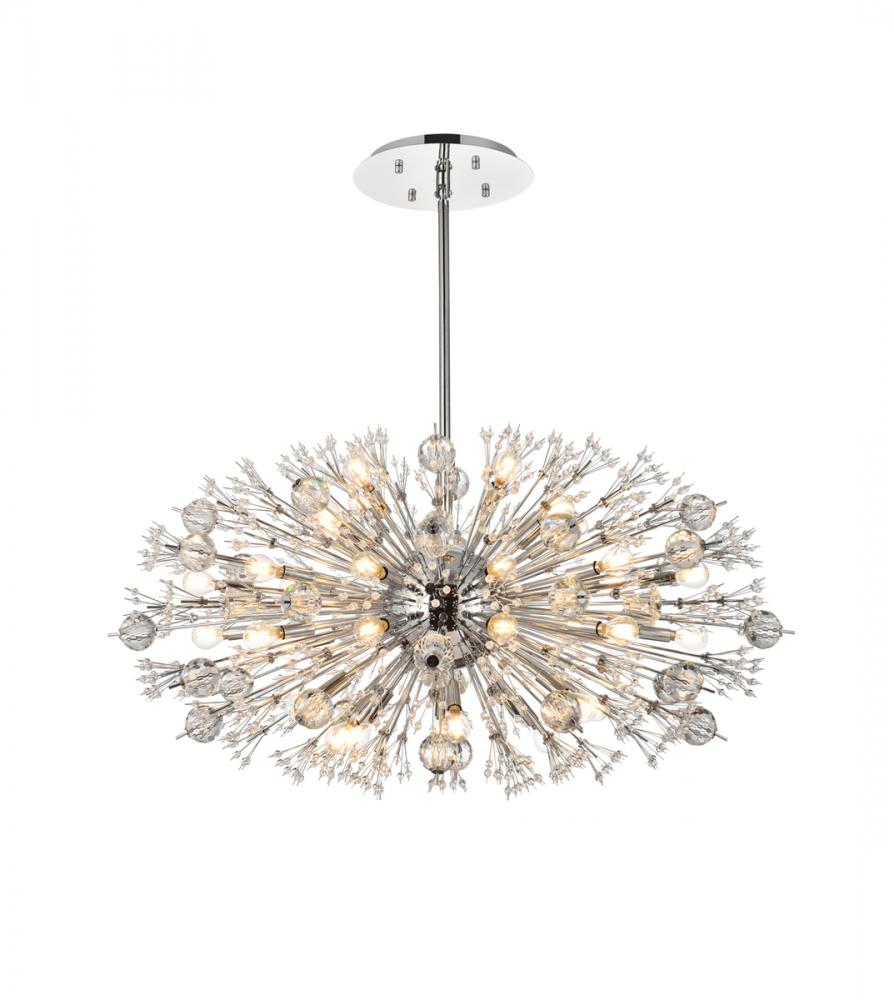 Vera 42 inch crystal starburst oval pendant in chrome