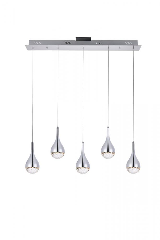 Amherst Collection LED 5 - Light Chandelier 34in X 4in X 9in Chrome Finish