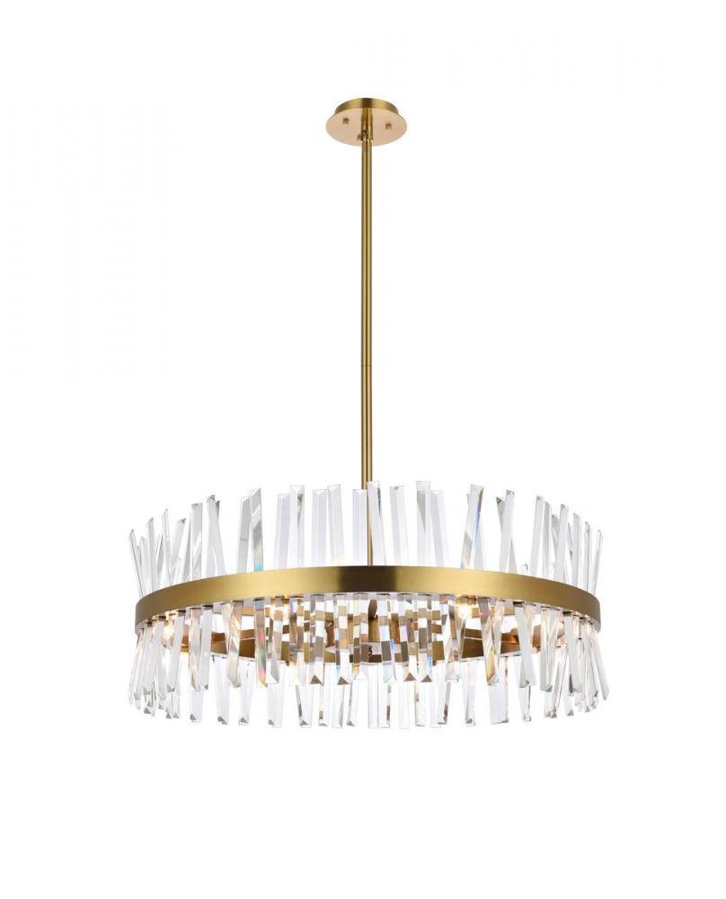 Serephina 32 Inch Crystal Round Chandelier Light in Satin Gold