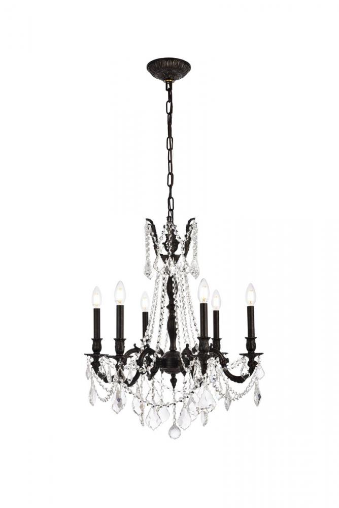 Rosalia 6 Light Dark Bronze Chandelier Golden Teak (Smoky) Royal Cut Crystal