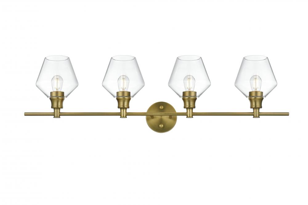 Gene 4 Light Satin Gold and Clear Glass Wall Sconce