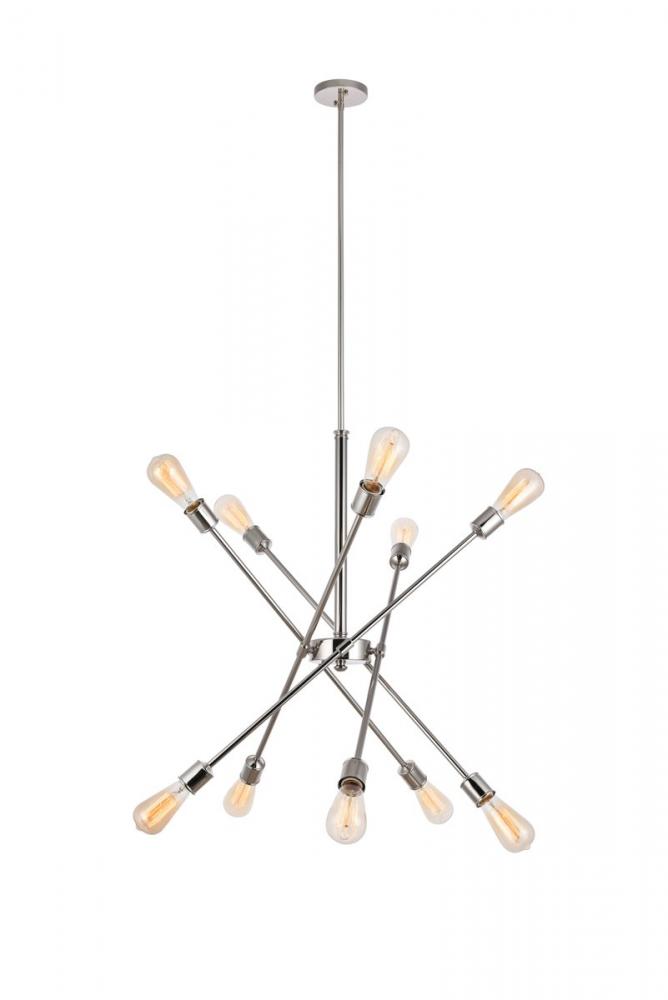 Axel 10 Lights Polished Nickel Pendant