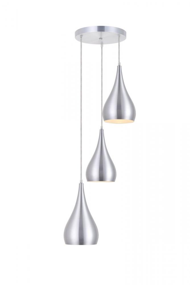 Nora 3 Light Burnished Nickel Pendant