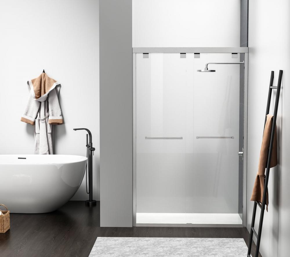 Semi-frameless Shower Door 48x76 Brushed Nickel