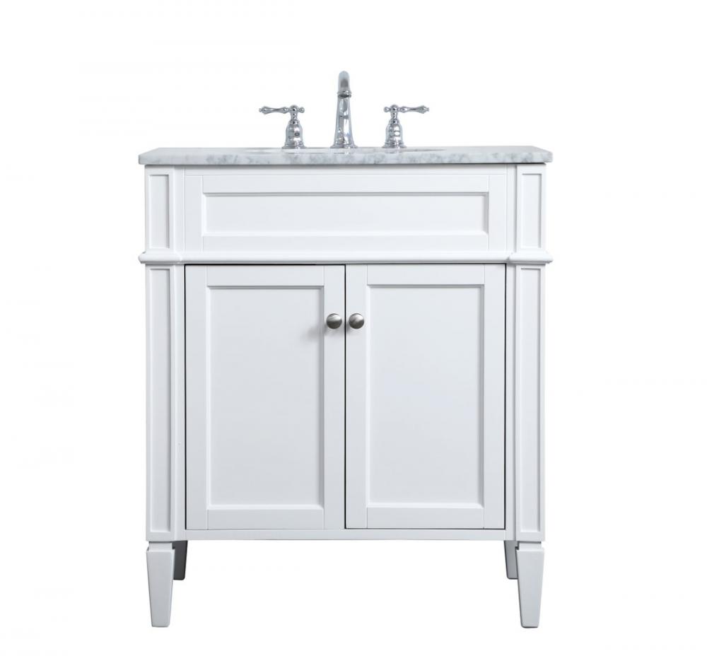 30 Inch Single Bathroom Vanity in White