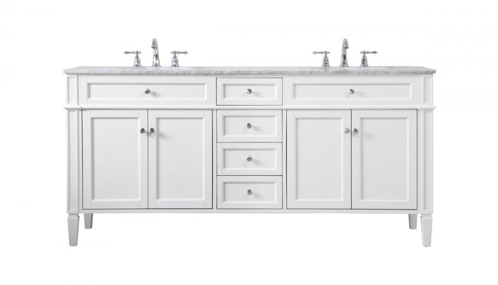 72 Inch Double Bathroom Vanity in White