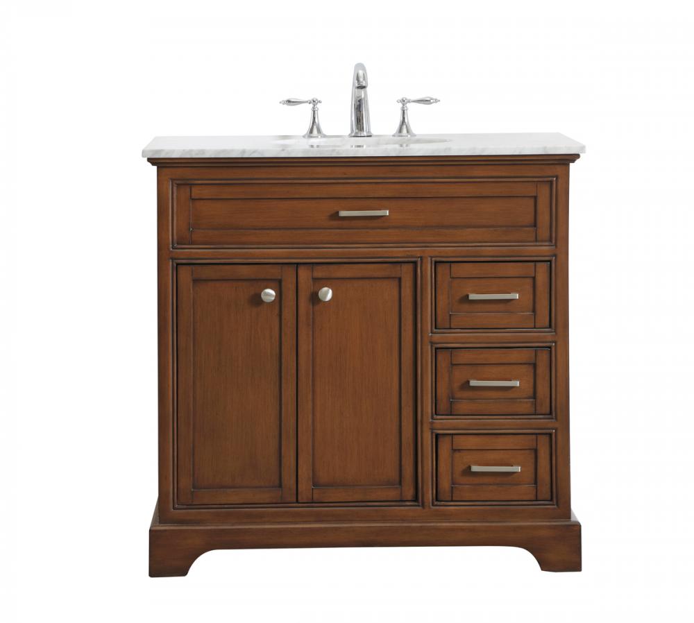 36 In. Single Bathroom Vanity Set in Teak