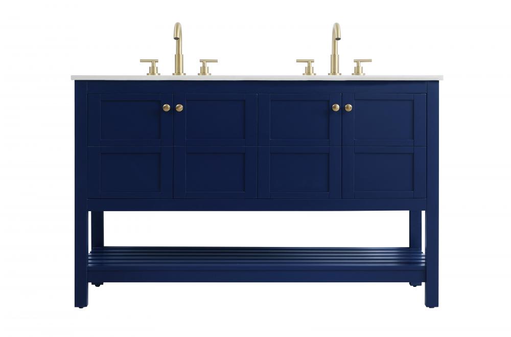 54 inch Double Bathroom Vanity in Blue