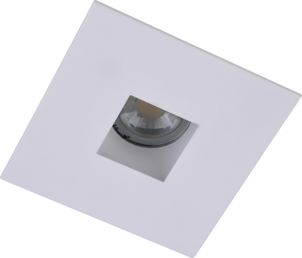 4" Matte White Square aperture with Matte White Square Trim ring