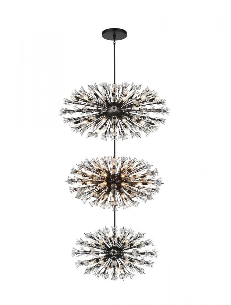 Vera 50 Inch Three Tiers Crystal Starburst Chandelier in Black