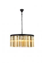 Elegant 1208D31MB-GT/RC - Sydney 8 Light Matte Black Chandelier Golden Teak (Smoky) Royal Cut Crystal