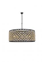 Elegant 1214G43MB-GT/RC - Madison 10 Light Matte Black Chandelier Golden Teak (Smoky) Royal Cut Crystal