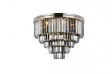 Elegant 1231F32PN-SS/RC - Sydney 17 Light Polished Nickel Flush Mount Silver Shade (Grey) Royal Cut Crystal