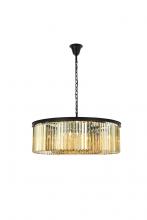 Elegant 1238G43MB-GT/RC - Sydney 10 Light Matte Black Chandelier Golden Teak (Smoky) Royal Cut Crystal