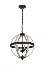 Elegant 1503D18IW - Orbus 4 Light Ivory Wash and Steel Grey Pendant