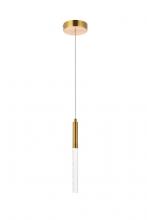 Elegant 5203D5G - Ruelle 1 Light Gold Pendant