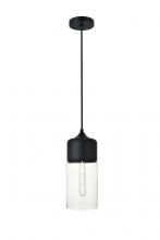 Elegant LD2240BK - Ashwell 1 Light Black Pendant with Clear Glass