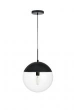 Elegant LD6045BK - Eclipse 1 Light Black Pendant With Clear Glass