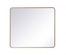 Elegant MR803640BR - Soft Corner Metal Rectangular Mirror 36x40 Inch in Brass