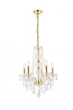 Elegant V7855D21G/RC - Verona 5 Light Gold Chandelier Clear Royal Cut Crystal