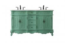 Elegant VF10160DVM - 60 Inch Double Bathroom Vanity in Vintage Mint