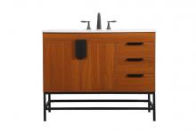 Elegant VF48842MTK - 42 Inch Single Bathroom Vanity in Teak