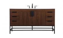 Elegant VF48860MWT - 60 Inch Single Bathroom Vanity in Walnut