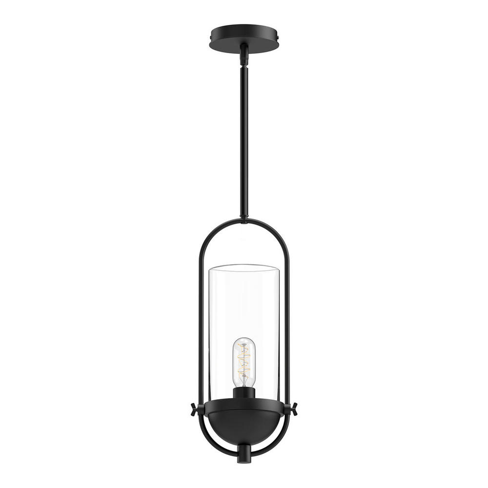 Cyrus 8-in Clear Glass/Matte Black 1 Light Pendant