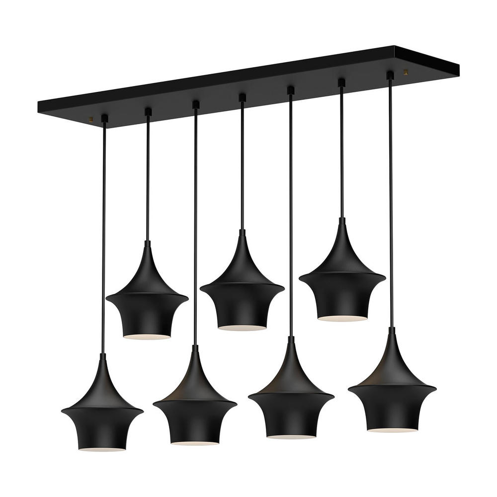 Emiko 36-in Matte Black 7 Lights Linear Pendant