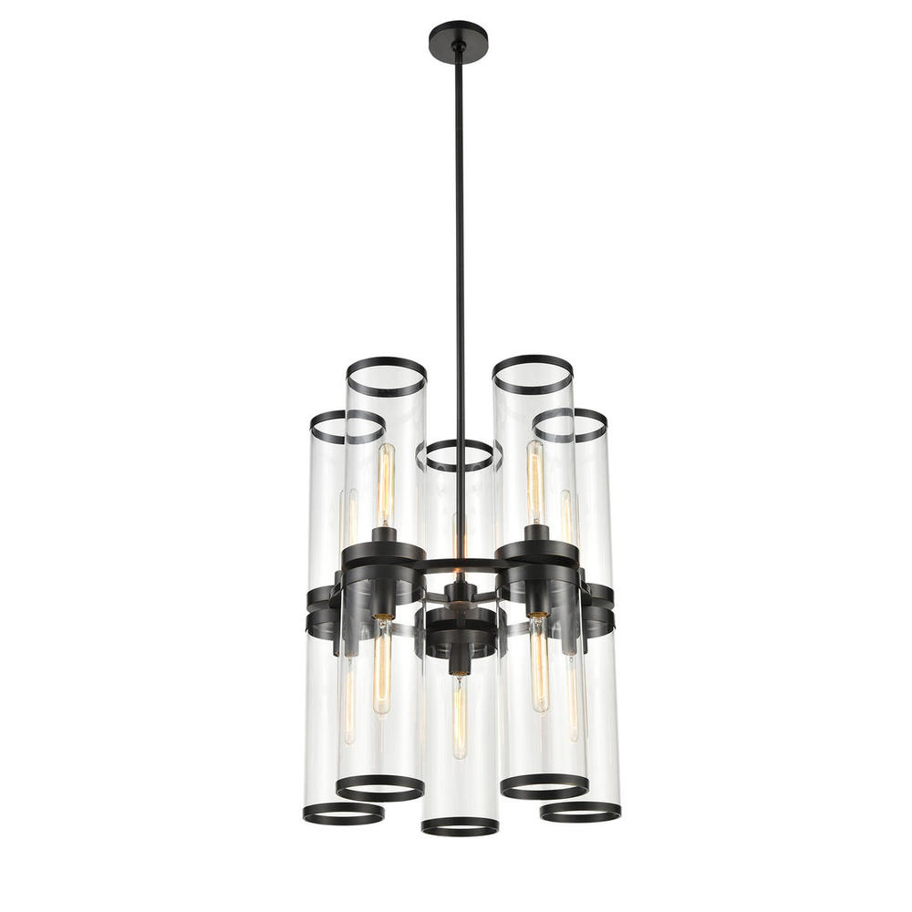 REVOLVE II CHANDELIER 10 LIGHT URBAN BRONZE CLEAR GLASS